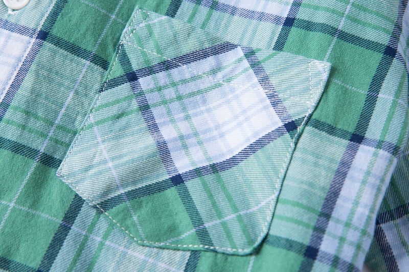 Tronjori Boys' Short Sleeve Button Down Woven Shirt(6,Olive Check) - Image 5